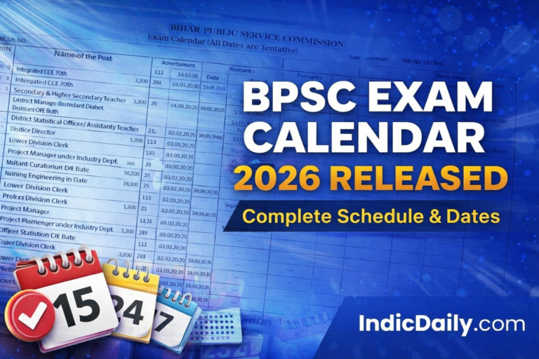 BPSC Exam Calendar 2026 released showing complete exam schedule and dates for Bihar Public Service Commission recruitment – IndicDaily