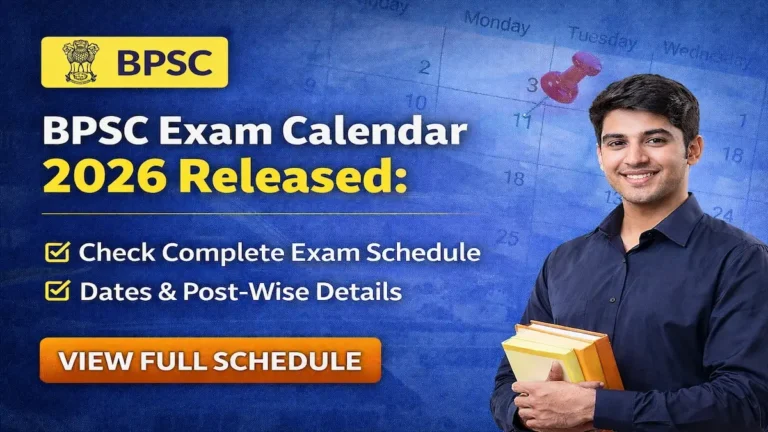 BPSC Exam Calendar 2026 released showing complete exam schedule and post wise exam dates
