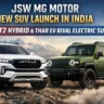 JSW MG Motor new SUV launch in India featuring Jetour T2 Hybrid and Thar EV rival electric SUV