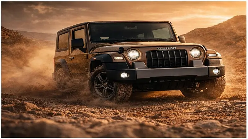 Mahindra Thar 2026 4x4 performing on rocky off-road terrain
