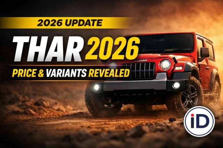 Mahindra Thar 2026 red model front view with latest price and variants revealed featured image by IndicDaily
