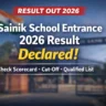 Sainik Schools Entrance Exam 2026 Result Declared scorecard cut-off qualified candidates