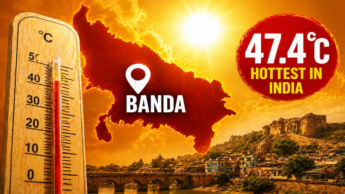 Banda becomes hottest place in India at 47.4°C during severe Uttar Pradesh heatwave with thermometer and blazing sun featured image