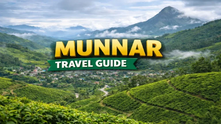 Munnar travel guide featuring tea gardens, misty hills and scenic landscape in Kerala